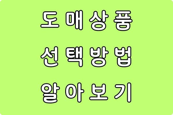 도매 상품 선택 방법 (초보 셀러를 위한 실전 기준)