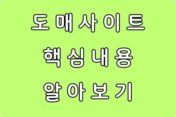 도매 사이트 시작 전 반드시 알아야 할 핵심 포인트